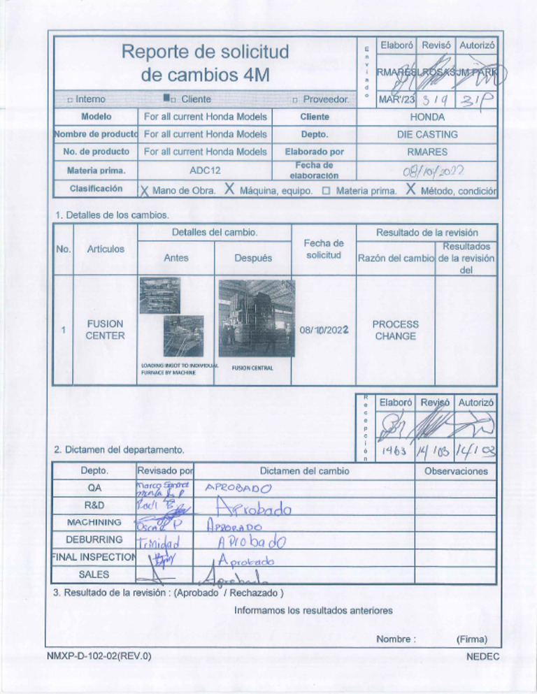 4M Solicitud de Cambios | PDF