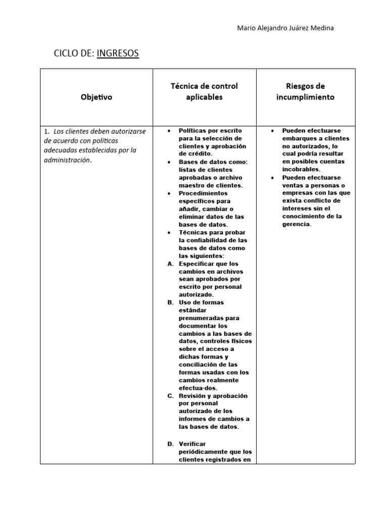 Control y Riesgos en Ciclo de Ingresos | PDF | Archivo de computadora ...