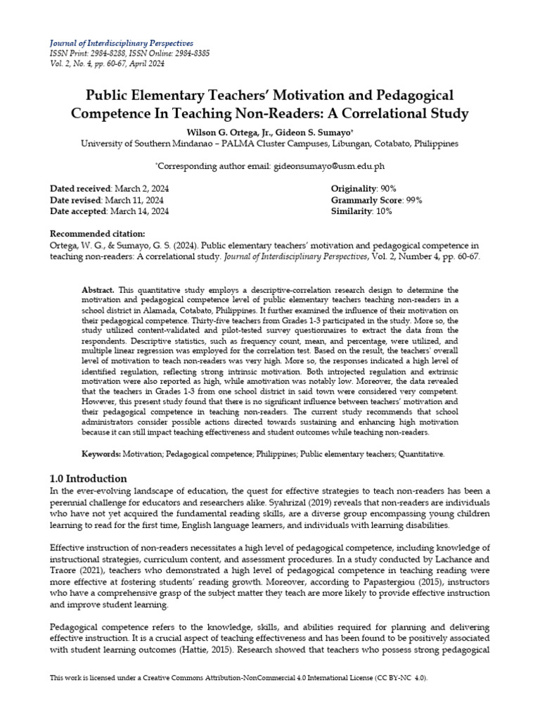 Teacher Motivation and Competence Study | PDF | Learning | Teachers