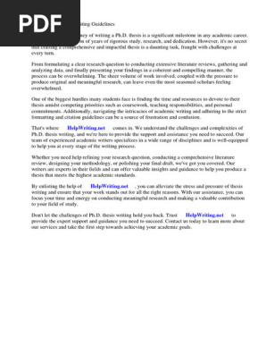 Phd Thesis Writing Guidelines