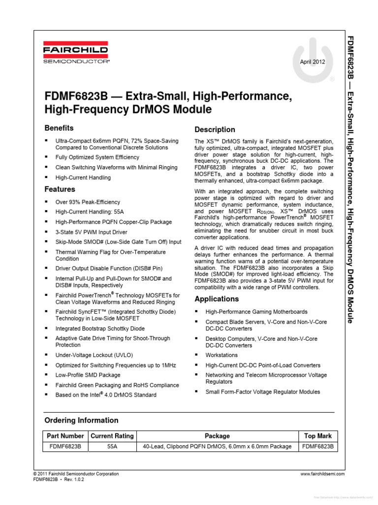 FDMF6823B FairchildSemiconductor | PDF | Mosfet | Logic Gate