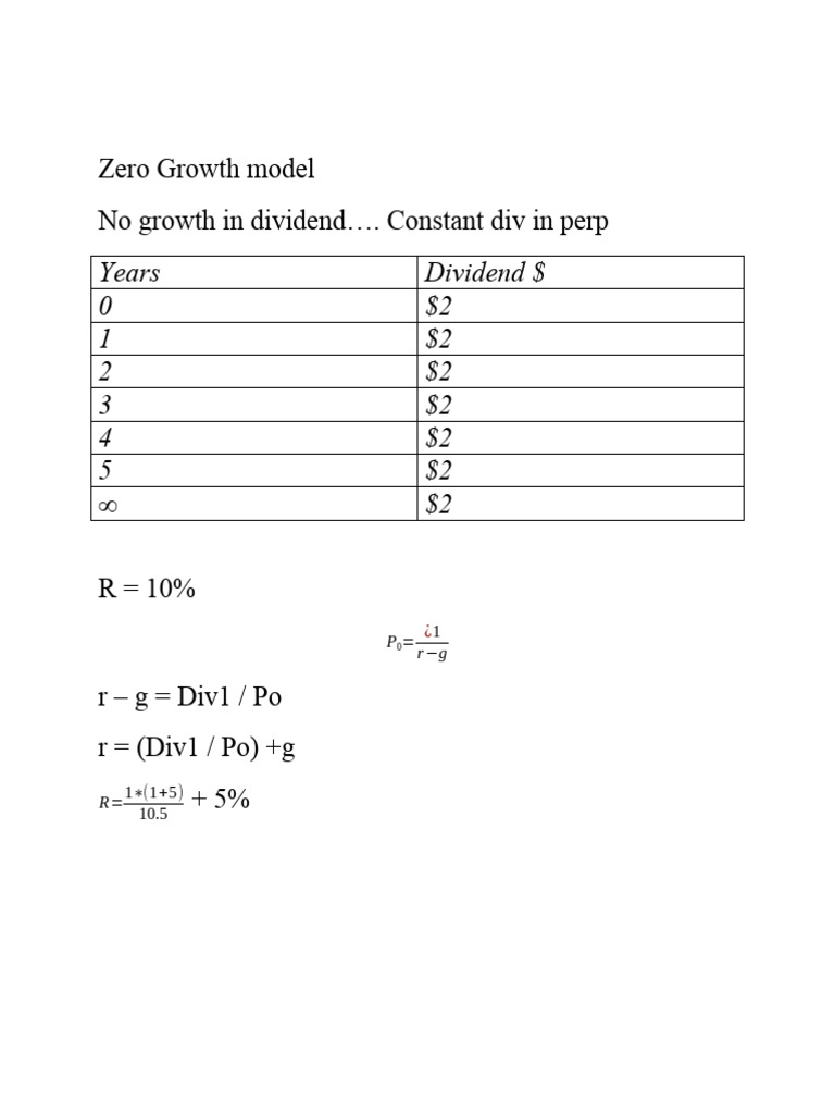 Zero Growth Dividend Model Explained | PDF