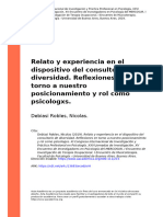 Debiasi Robles, Nicolas (2019) - Relato y Experiencia en El Dispositivo Del Consultorio de Diversidad. Reflexiones en Torno A Nuestro Pos (... )