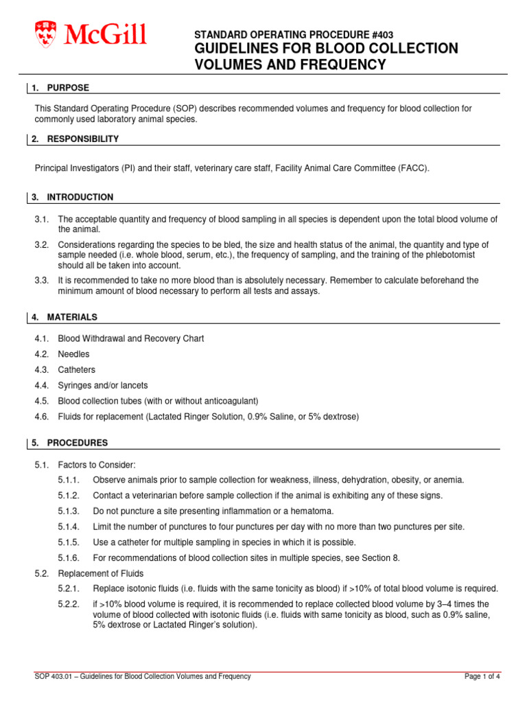 Blood Collection Guidelines for Animals | PDF | Vein | Shock (Circulatory)