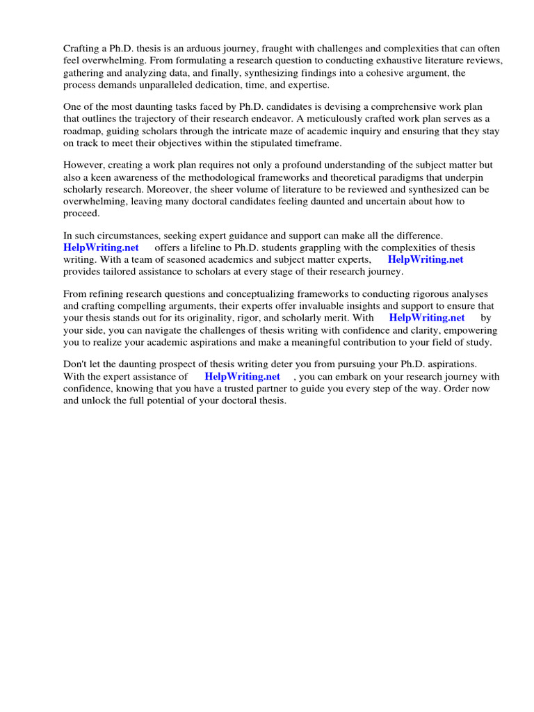 PHD Thesis Work Plan | PDF | Thesis | Doctorate