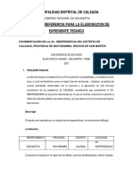 Tdr.. Expediente Tecnico de La Pavimentación de La Av Independiente