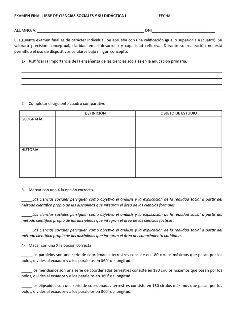 Examen Final de Ciencias Sociales | PDF | Ciencias Sociales | Método ...