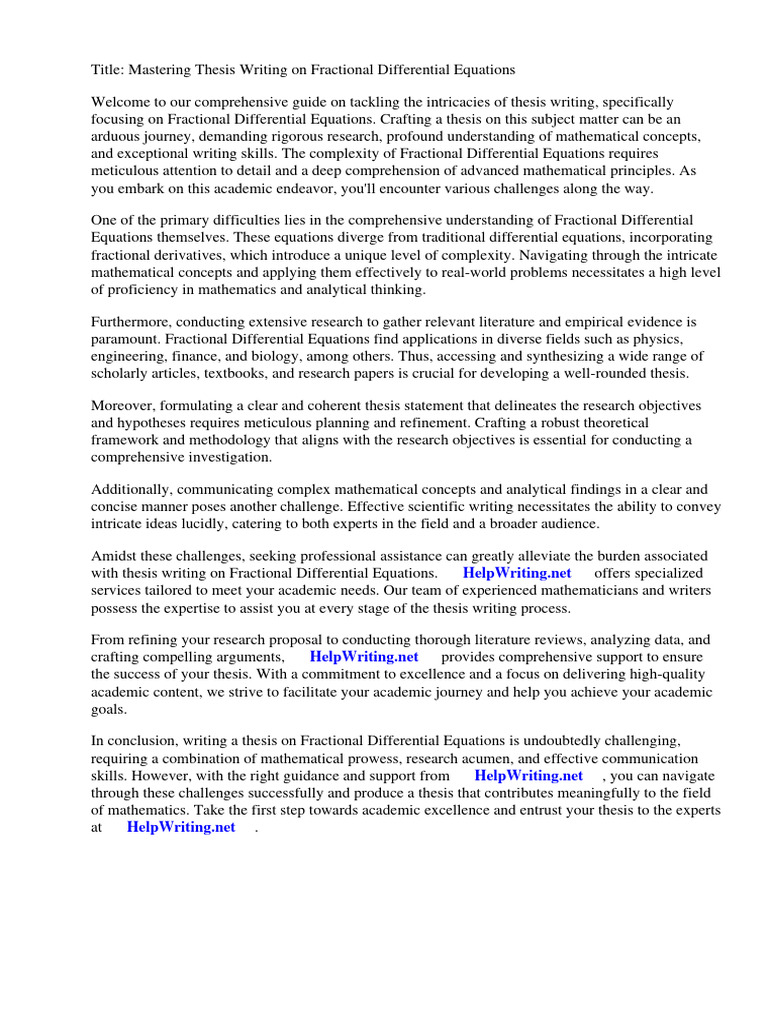 Thesis fractional differential equations pdf differential equations