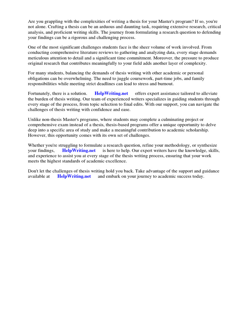 Difference between thesis and non thesis masters programs pdf