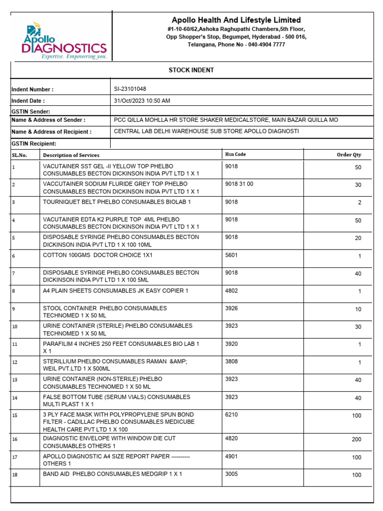 HSN Codes for Medical Consumables | PDF