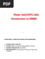 Week 1&2 (Introduction To DBMS)