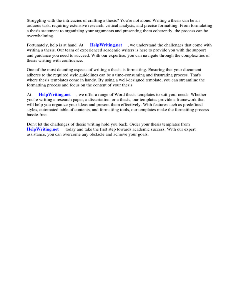 Word Thesis Templates | PDF | Thesis | Microsoft Word