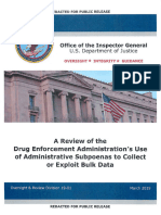 A Review of The Drug Enforcement Administration's Use of Administrative Subpoenas To Collect or Exploit Bulk Data PUBLIC Version March 2019