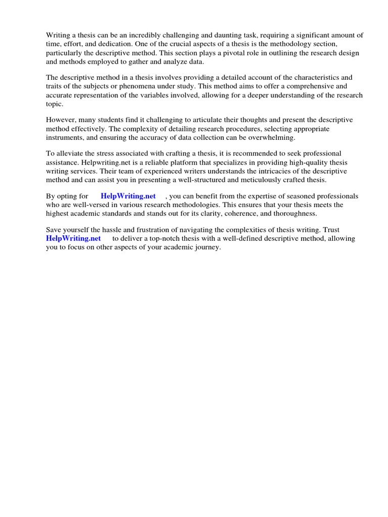 Sample Thesis Descriptive Method | PDF | Scientific Method | Methodology