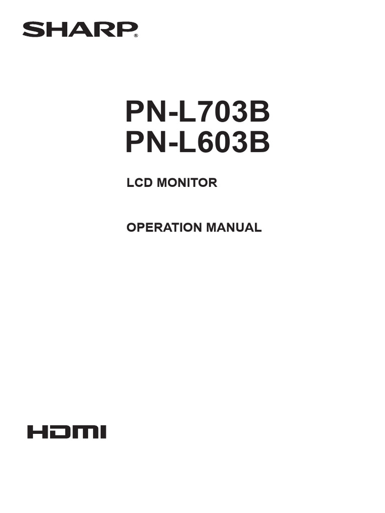 Sharp PNL703B Download Free PDF Hdmi Computer Monitor