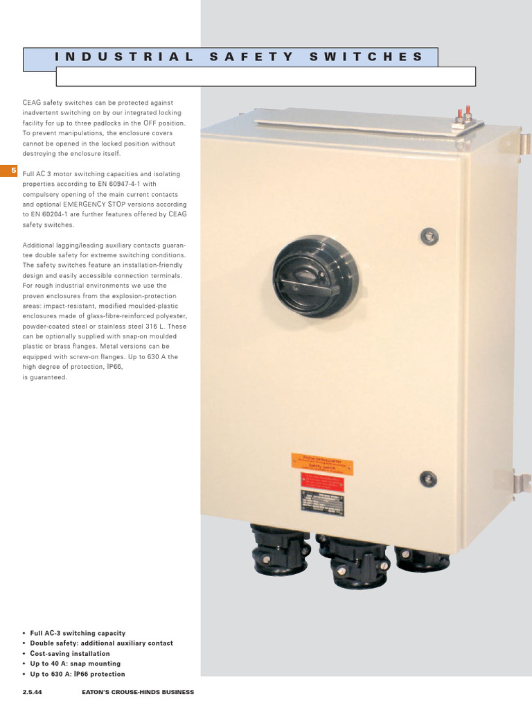 Industrial Safety Switch Specifications | PDF | Fuse (Electrical) | Switch
