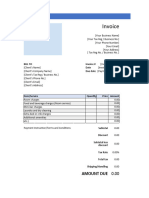 Hotel Invoice Template MS Excel