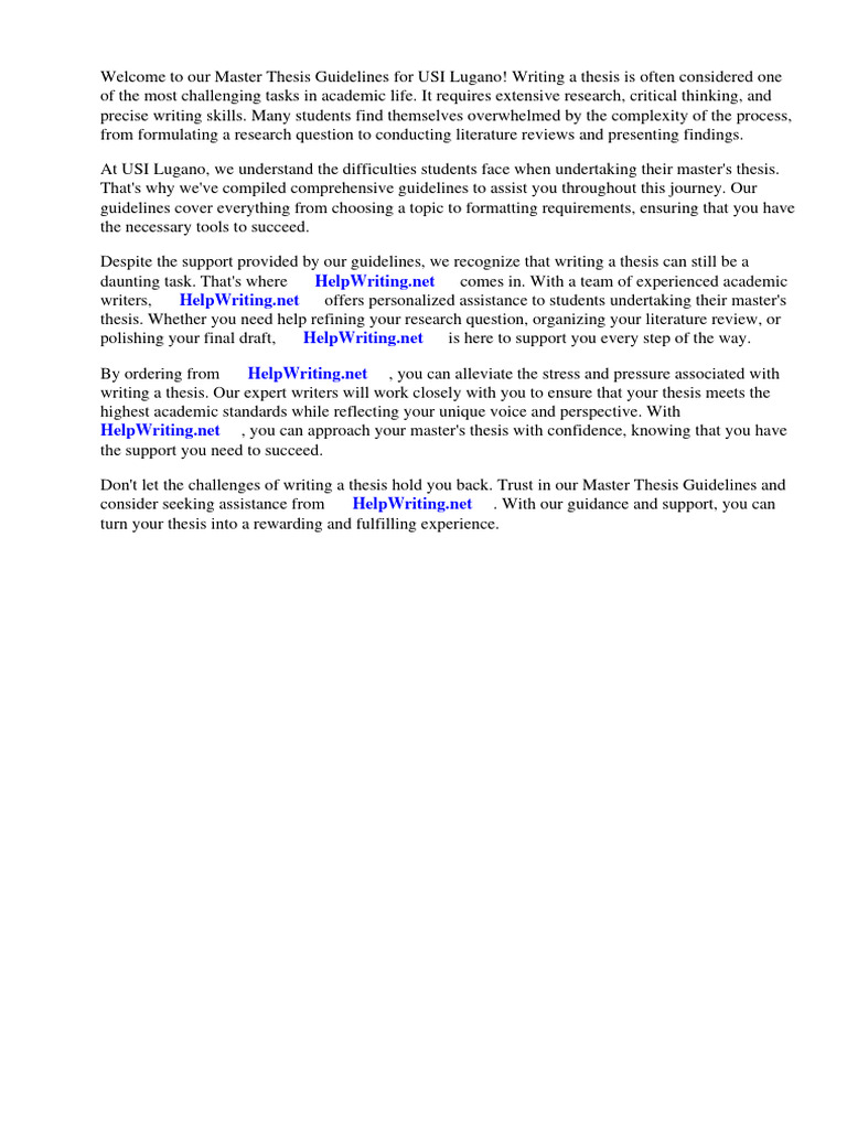 Master Thesis Guidelines Usi Lugano | PDF | Bayesian Inference | Thesis