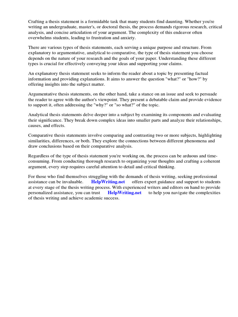 Different Types of Thesis Statements | PDF | Essays | Thesis