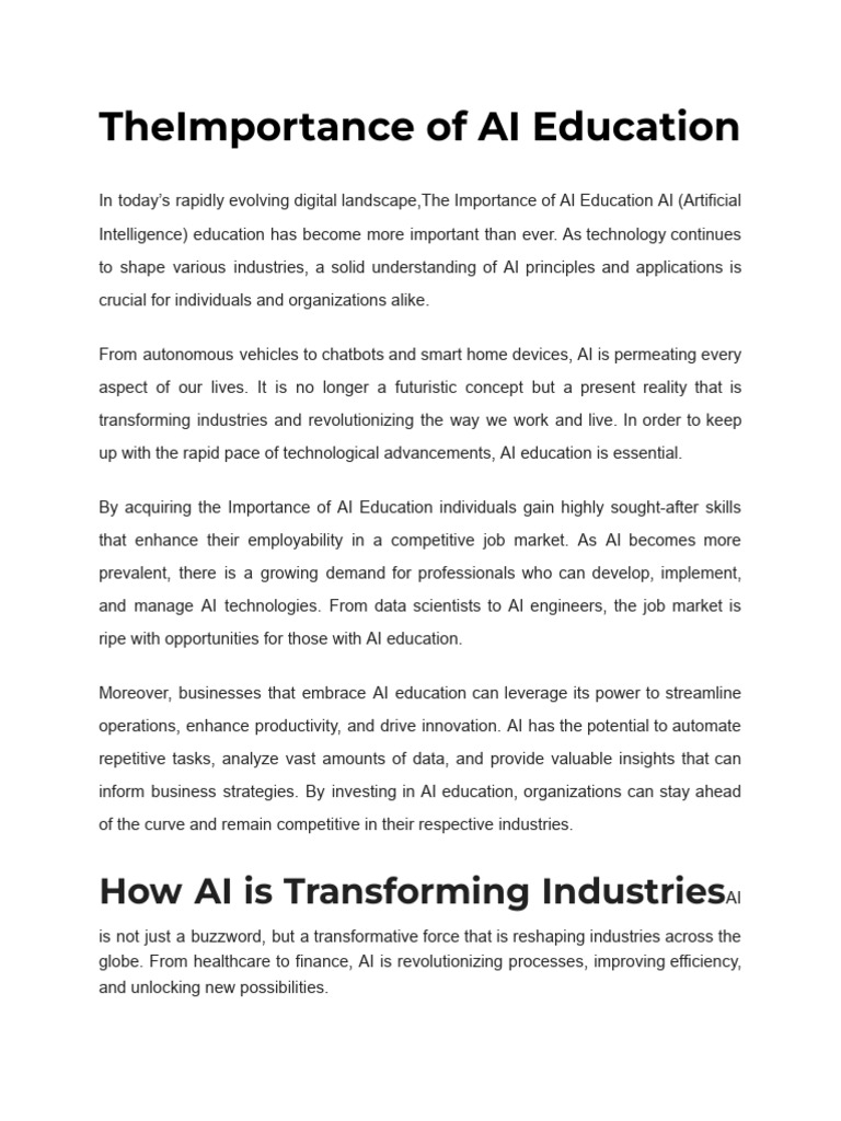 Importance Of Ai Pdf