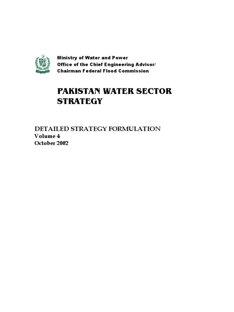 Pakistan Water Sector Strategy Vol4 PDF Water Resources Drinking