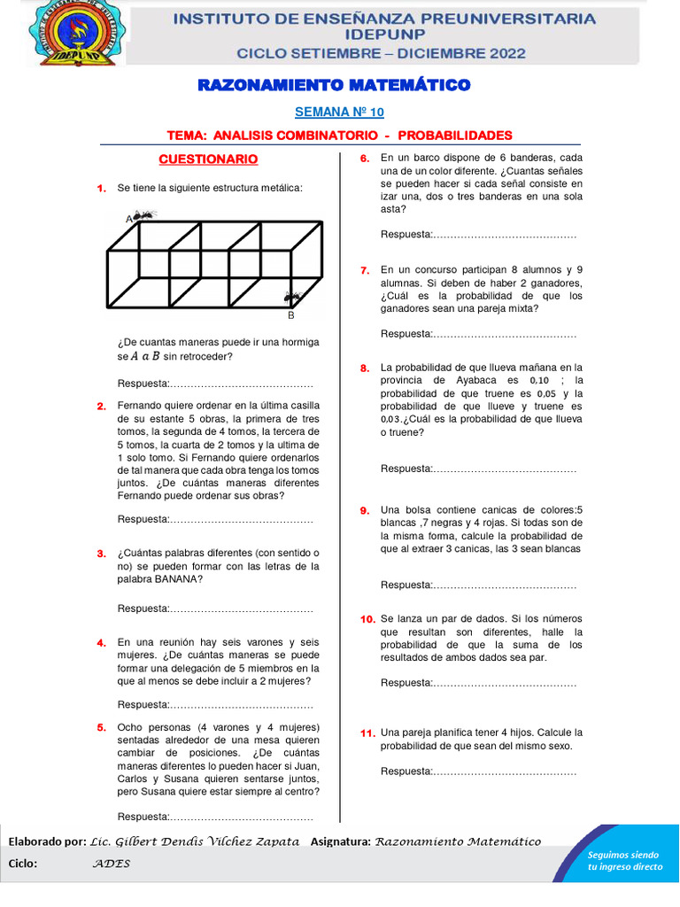 Análisis Combinatorio y Probabilidades | PDF