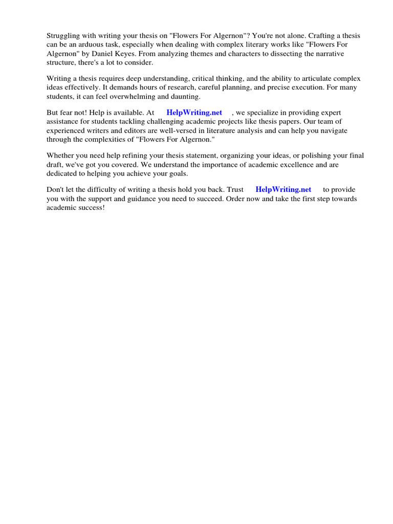 Thesis Flowers for Algernon PDF