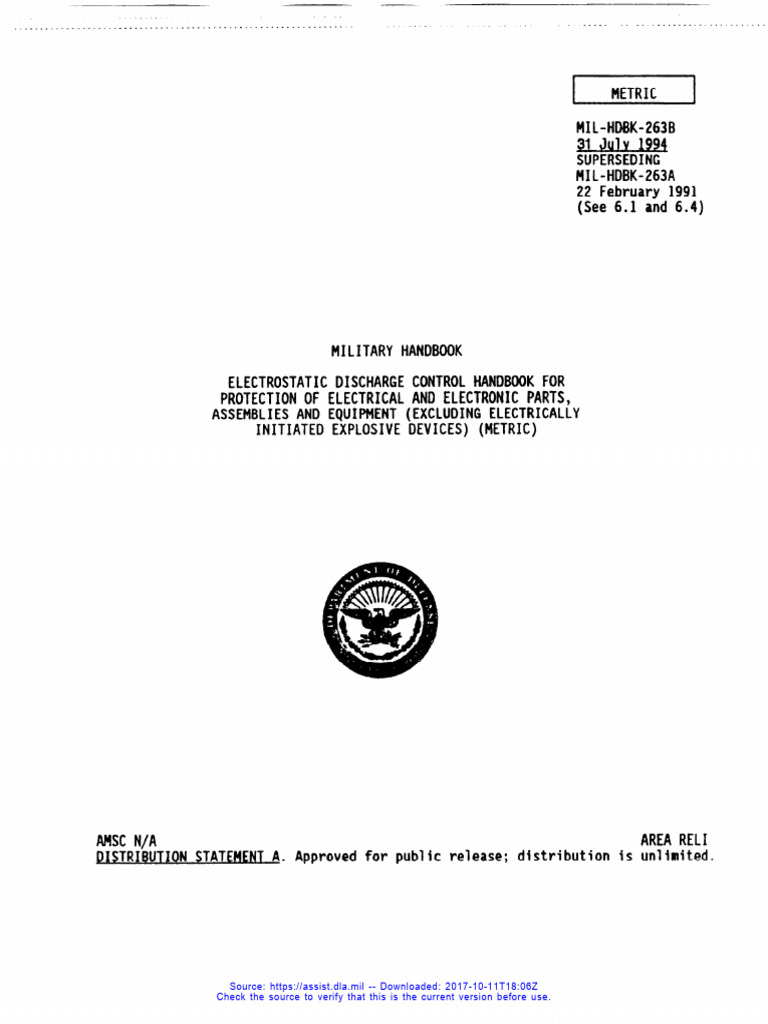 Mil HDBK 263b | PDF | Electrostatic Discharge | Electrostatics