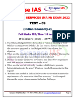 Test-09 Indian Economy-2 Synapse IAS