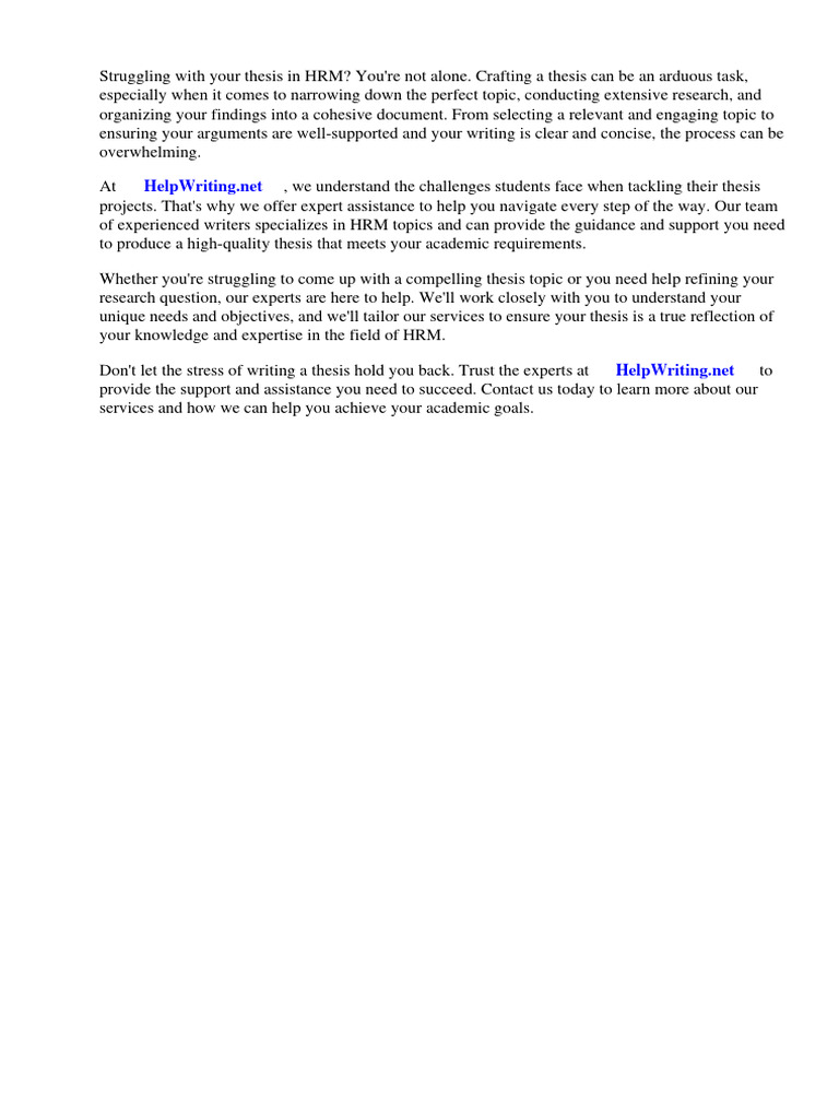 Thesis Topics in HRM PDF | PDF | Human Resource Management | Thesis