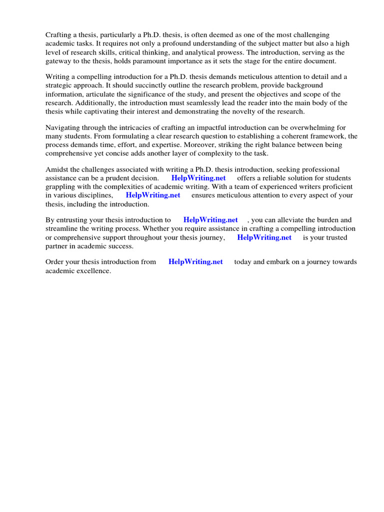 How To Write Introduction PHD Thesis | PDF | Thesis | Quantitative Research