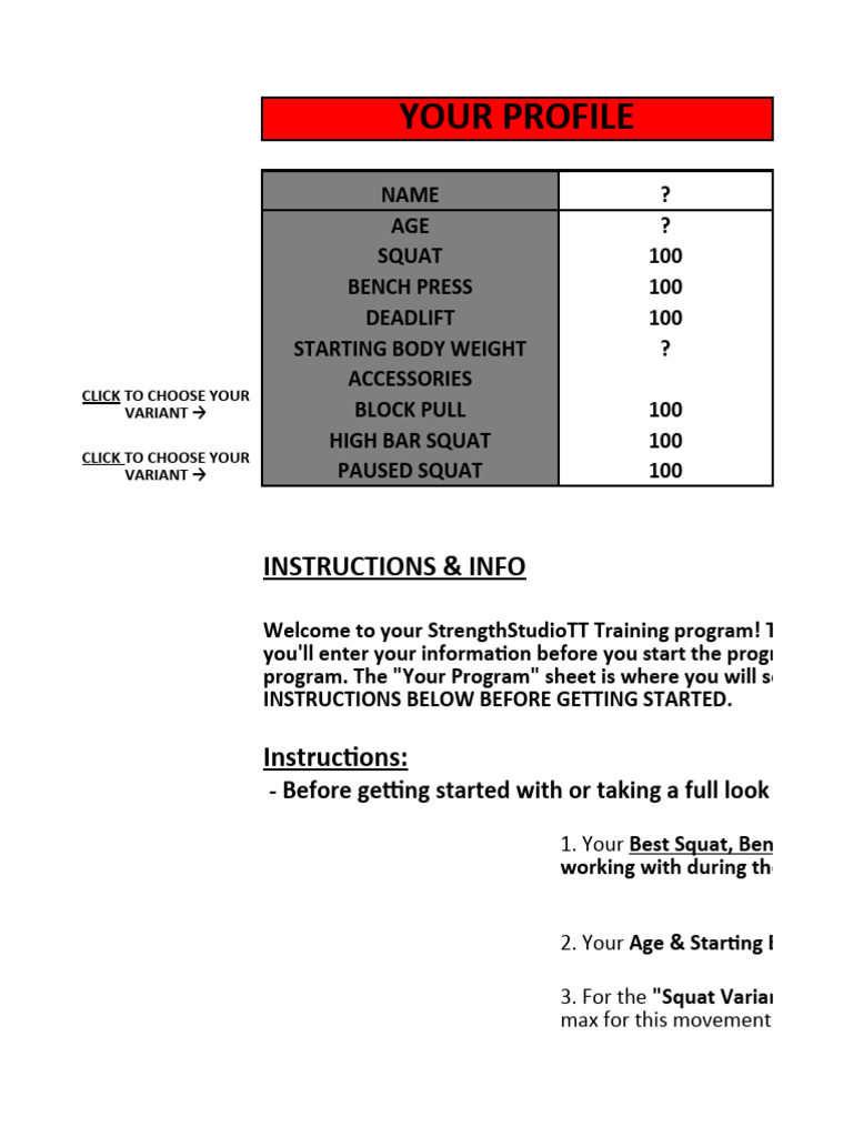 Strength Training Program Profile | PDF | Individual Sports | Strength ...