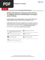 Relationship Between Training Load and Recovery in Collegiate American Football Players During Pre-Season Training