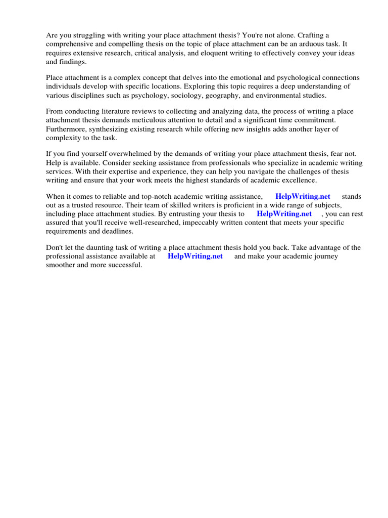 Place Attachment Thesis | PDF | Attachment Theory | Constructivism ...