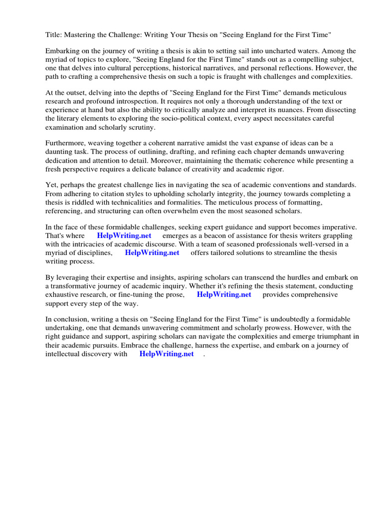 Thesis On Seeing England For The First Time | PDF | Essays | Prejudices