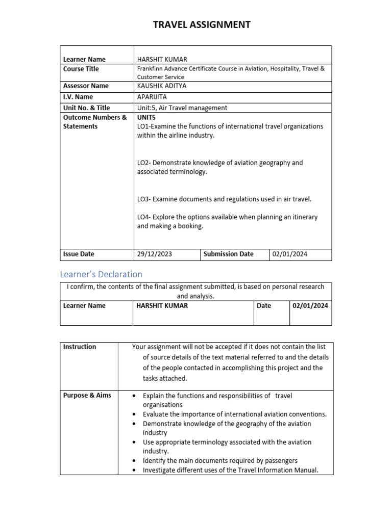 Harshit Travel Assignment | PDF | Canada | Florida