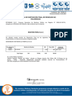 Constancia de Disposición Final de Residuos No Peligrosos