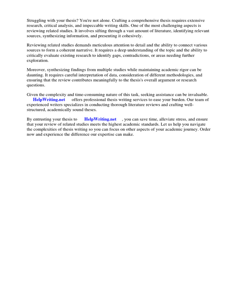 Sample thesis review of related studies download free pdf thesis