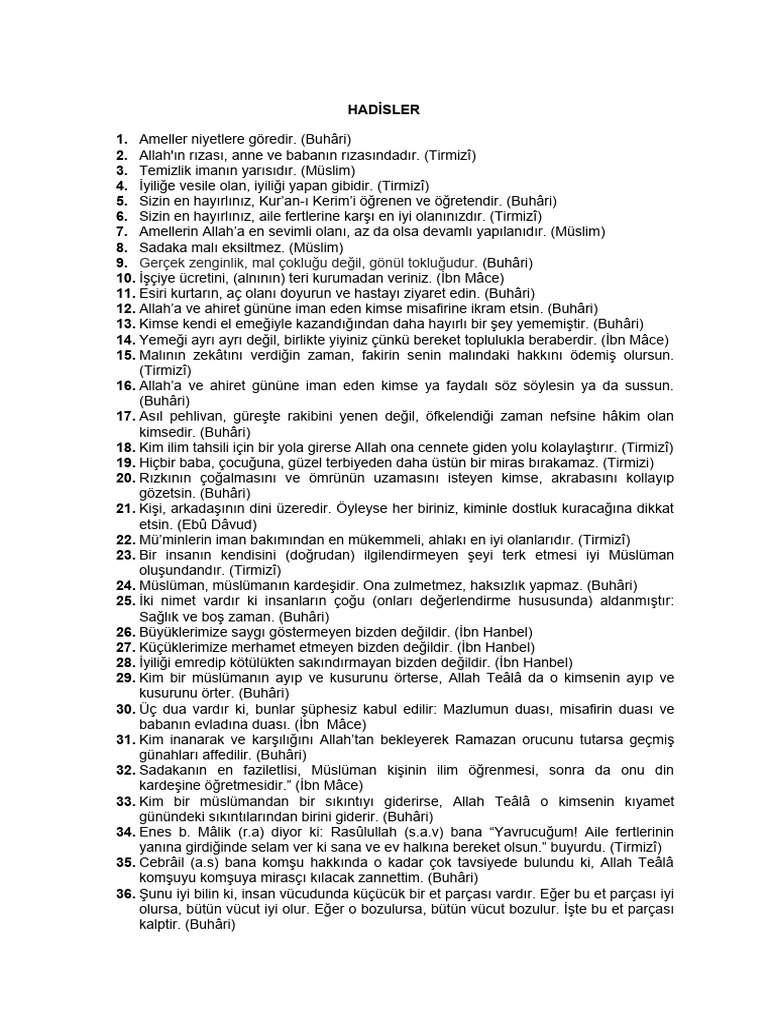 HADİSLER | PDF