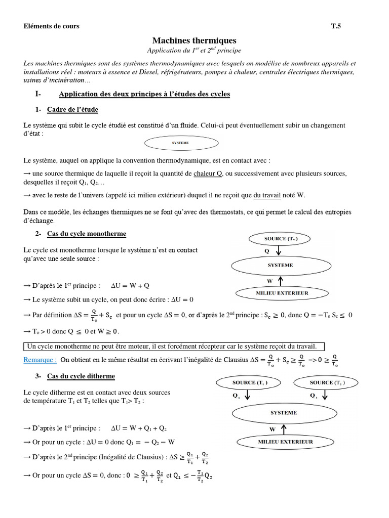 Cycle Ditherme et Machines Thermiques | PDF | Piston | Chaleur