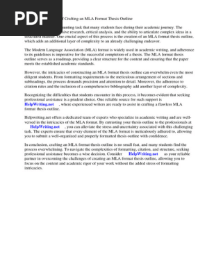 Mla Format Thesis Outline