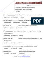 Adjectives Gap Fill Worksheet