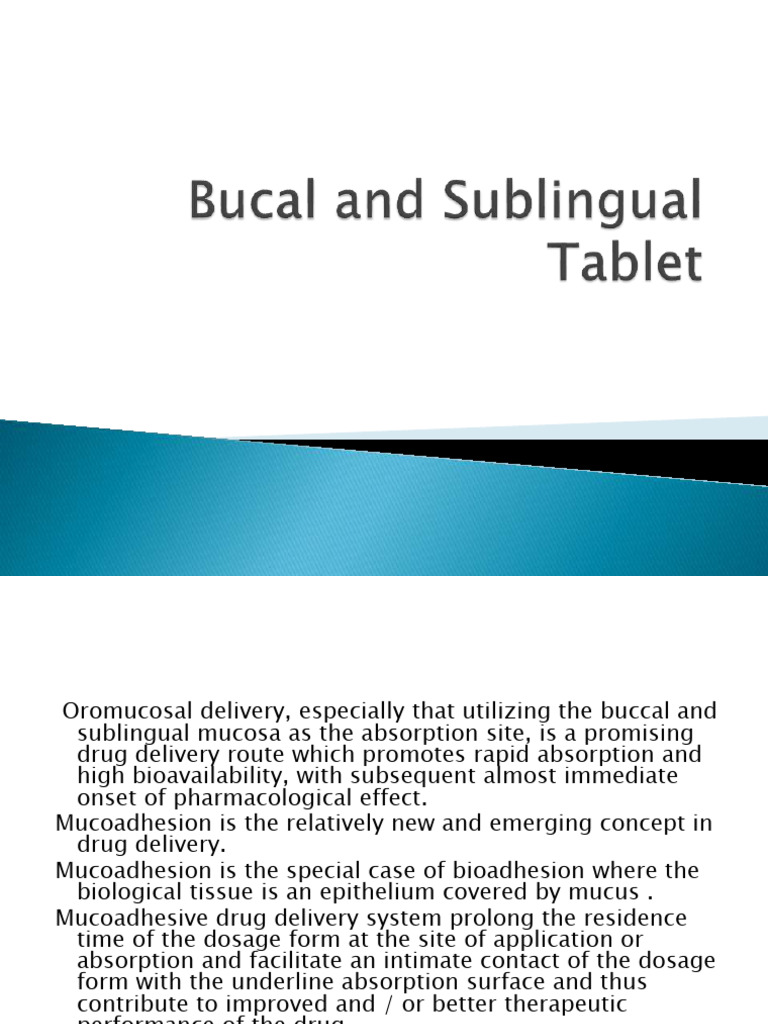 Buccal and Sublingual Drug Delivery Systems | PDF | Tablet (Pharmacy ...