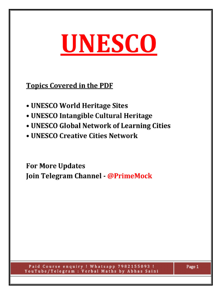 UNESCO Class Notes | PDF