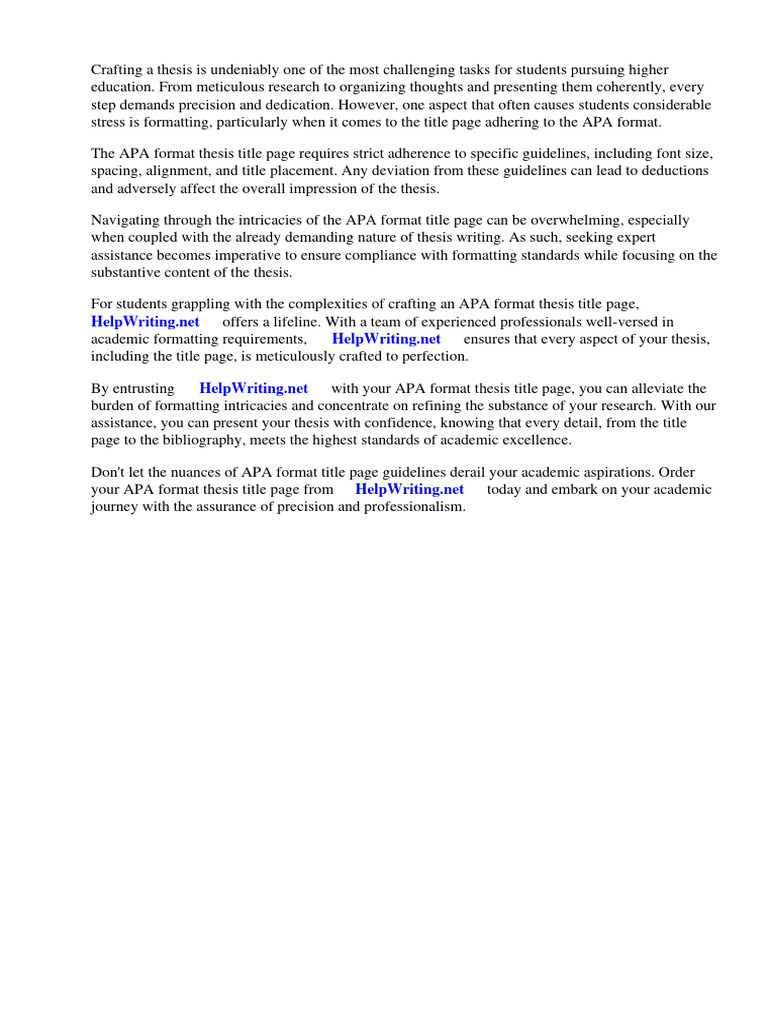 Apa Format Thesis Title Page | PDF | Thesis | Apa Style