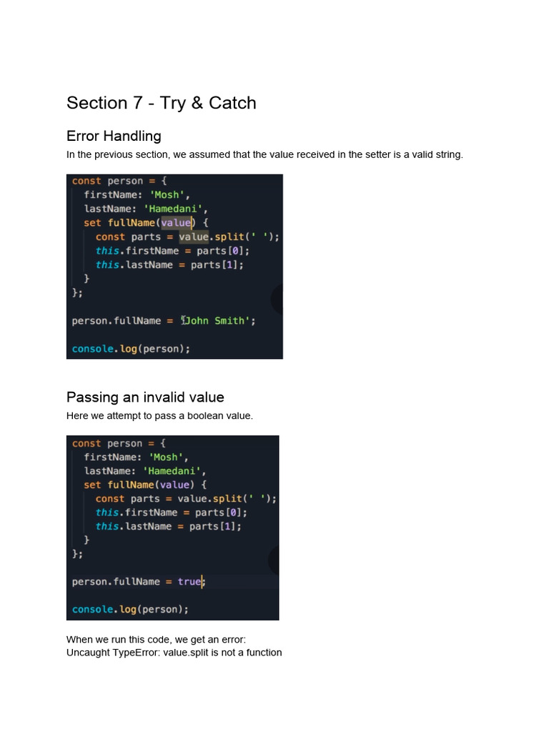 Try Catch-Handout | PDF | Boolean Data Type | Information Technology