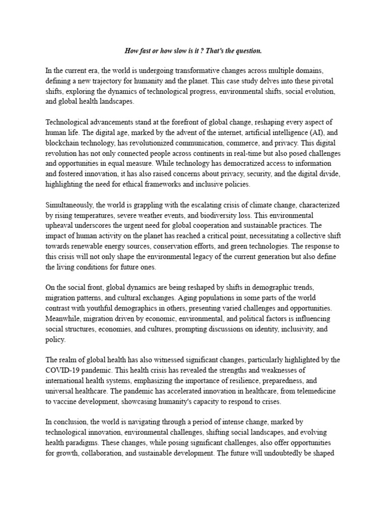 How The World Is Changing Pdf Innovation Sustainability