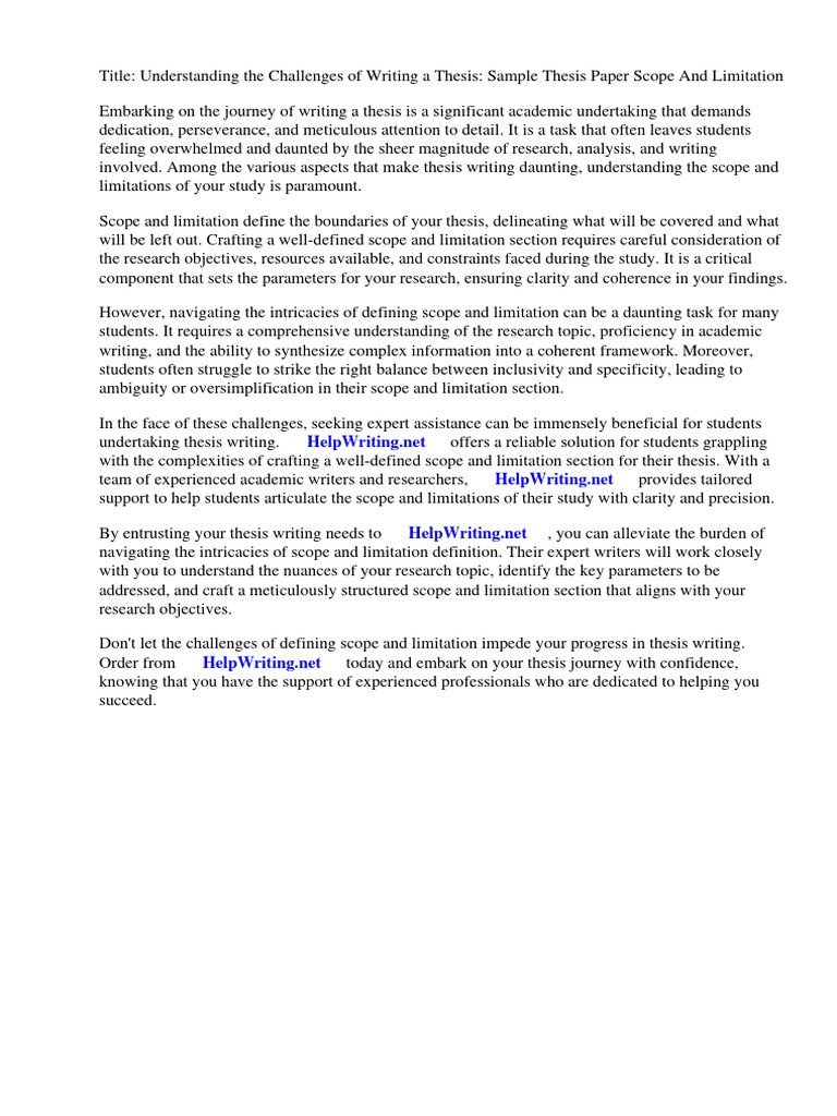 Sample thesis paper scope and limitation pdf scope computer