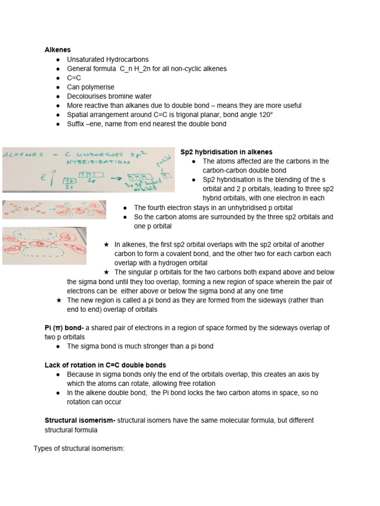 Alkenes notes | PDF | Alkene | Isomer