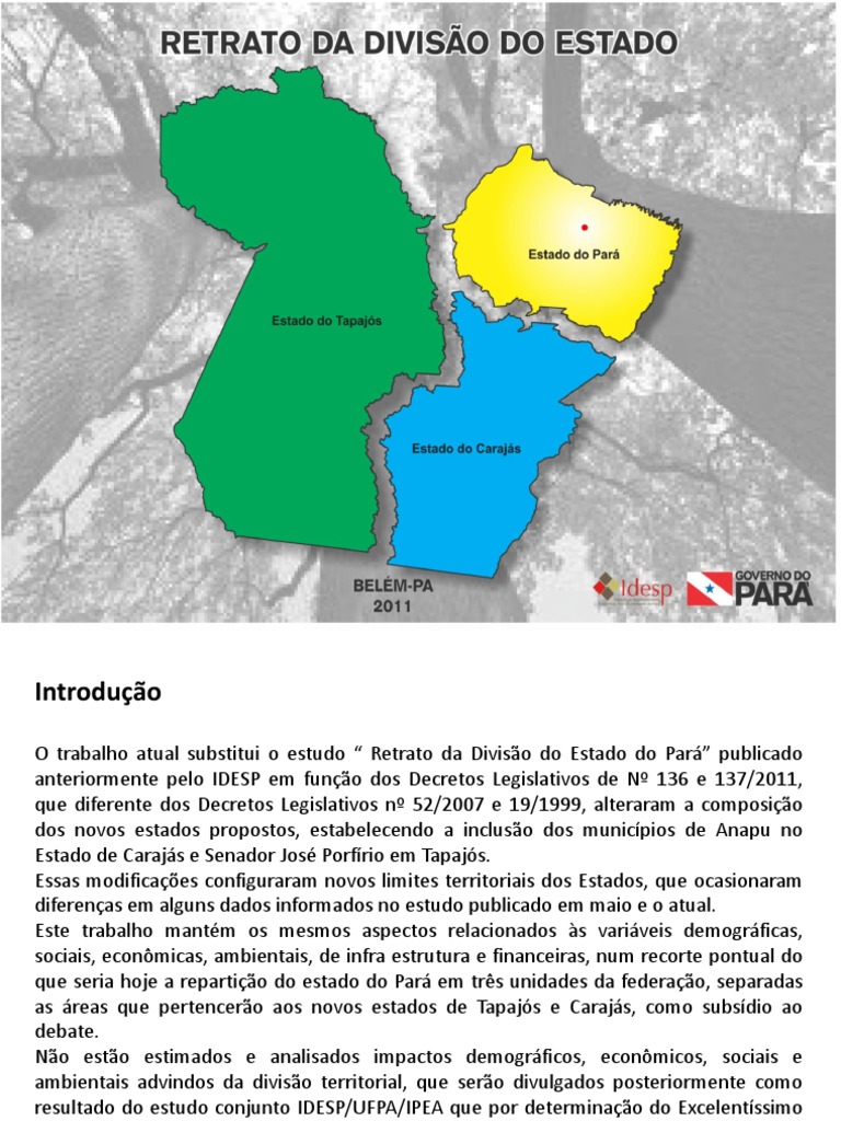 Divisão Territorial do Pará em 3 Estados | PDF | Taxa de mortalidade ...